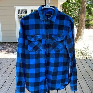 Banana Republic blue plaid flannel, SMALL
